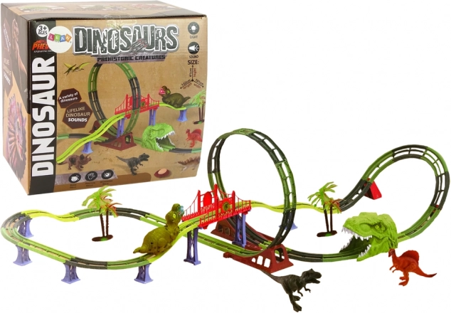 Spiralsk racerbane med dinosaurer med lys og lyd