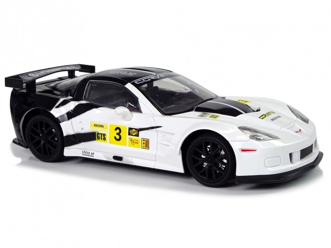 Racer fjernstyret bil R/C 1:18 Corvette C6.R Hvid 2.4 G Lys
