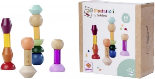 Montessori stabelklodser – geometrisk byggesæt i træ