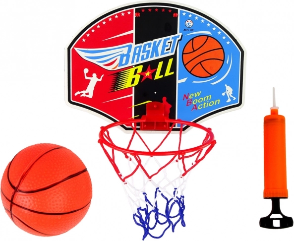Mini-basketballsæt med tavle, ring, bold og pumpe