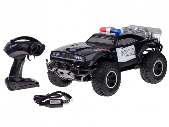 Stor fjernstyret monstertruck POLITI belysning på fjernbetjening RC0626
