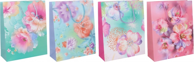 Gavepose størrelse L, 30 × 41,5 × 12 cm – helårs, 4 motiver