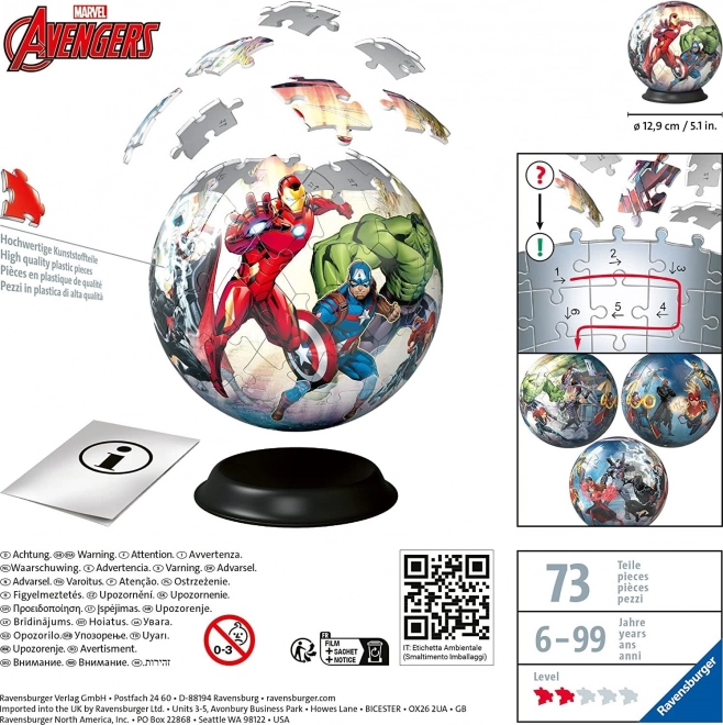 Puslespil-Kugle Marvel: Avengers 72 brikker