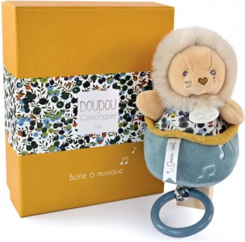 Gaveæske – plysbaby-løve med spilledåse 20 cm