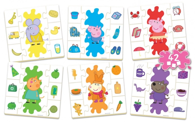 EDUCA Puslespil Peppa Gris: Vi lærer farver 6x7 brikker