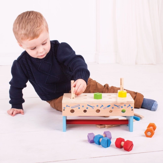 Træværksted og værktøjskasse 2i1 Bigjigs Toys