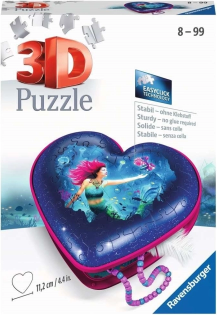 RAVENSBURGER 3D puslespil hjerte havfrue – smykkeskrin, 54 brikker