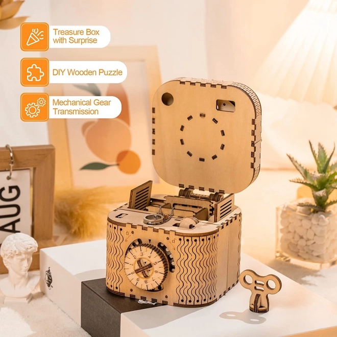 RoboTime 3D træ mekanisk puslespil Smykkeskrin