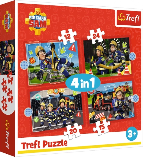 Puslespil Brandmand Sam 4-i-1 (12–24 brikker)