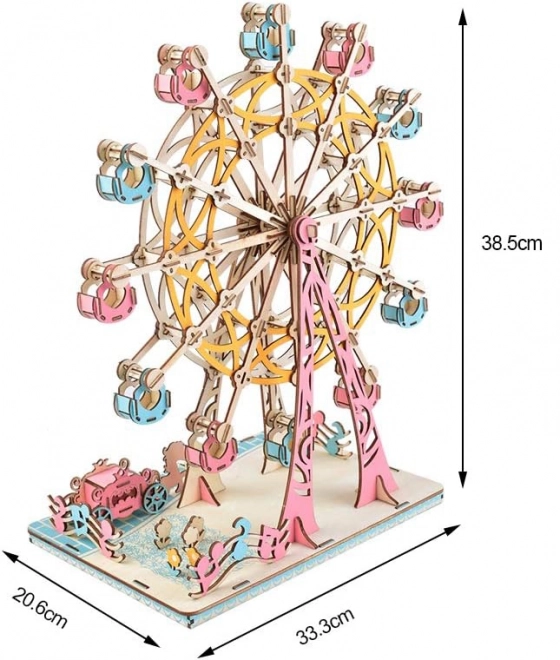 Woodcraft Træ 3D puslespil Pariserhjul pastel