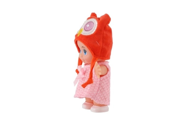 Dukke/baby med hue plastik fast krop 15cm 4 slags i æske 9x16x6cm