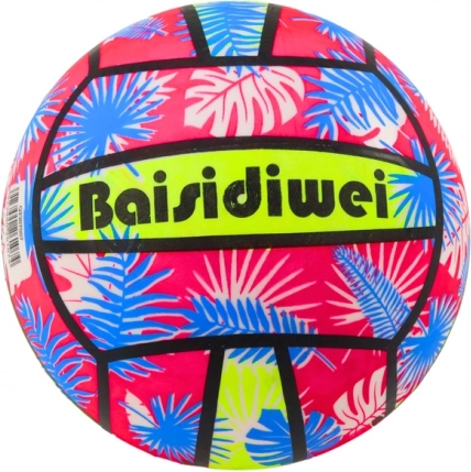 Gummibold med bladmønster pink-blå 24 cm