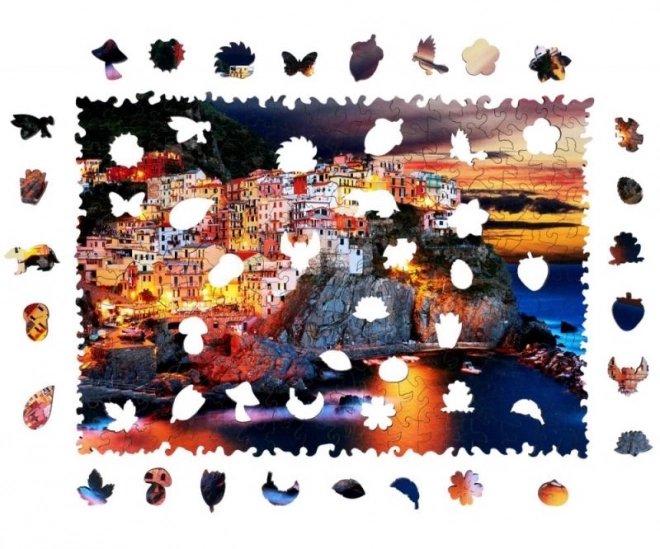 TRÆFARVET PUZZLE - Manarola i Italien