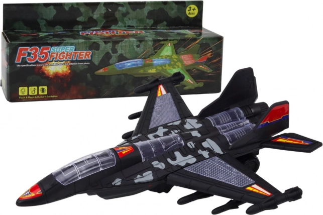 Militært jagerfly F-35 med lys og lyde, sort