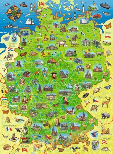 Ravensburger puslespil farvet kort over Tyskland XXL 200 brikker