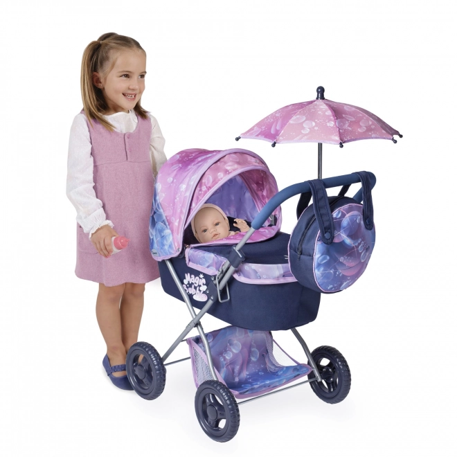 DeCuevas 85076 Foldbar dukkevogn med parasol og taske Magic Bubble 2024 - 60 cm