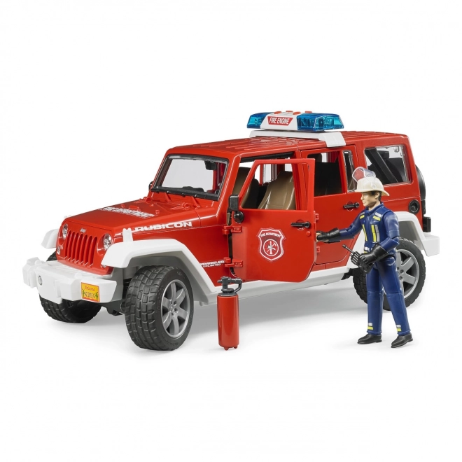 Bruder Rød brand JEEP WRANGLER med figur og tilbehør