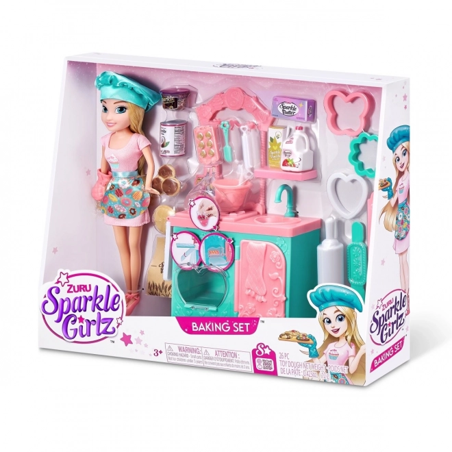 Bagesæt Sparkle Girlz med dukke 27 cm