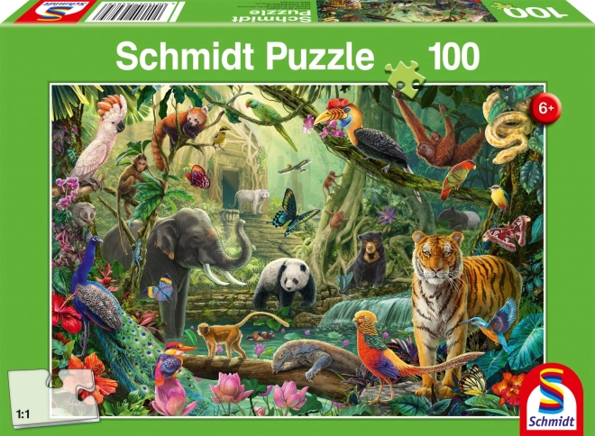 Puzzle farverig jungle 100 dele