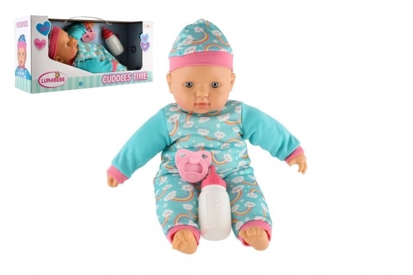 Dukkevogn baby 40 cm blødt krop med flaske og sut i kassen 41x19x12,5 cm