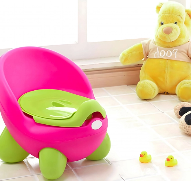 ECOTOYS Børnepotte i pink-grøn med skridsikre fødder
