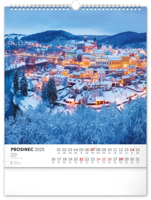 NOTIQUE Vægkalender Tjekkiet 2025, 30 x 34 cm
