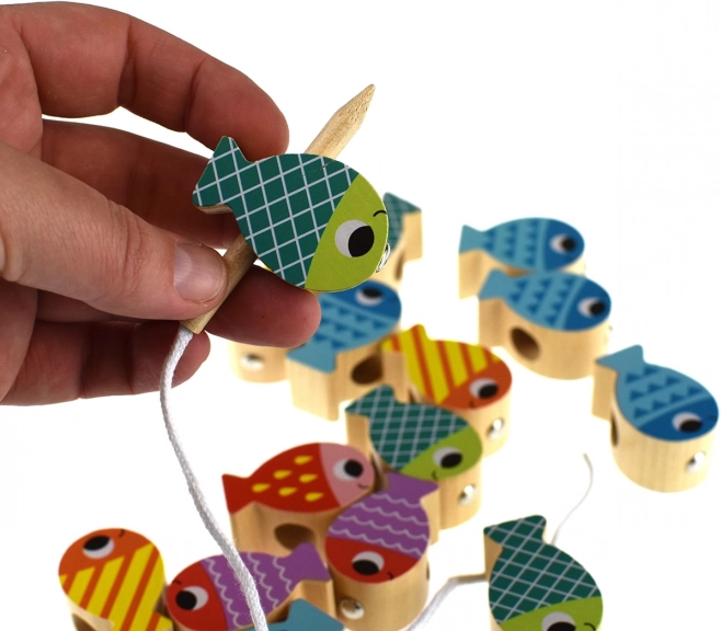 Tooky Toy Træ Spil Hval og Små Fisk Multifunktionelt 4 i 1