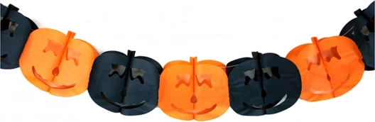 Papir-guirlande til Halloween med græskar 4 m