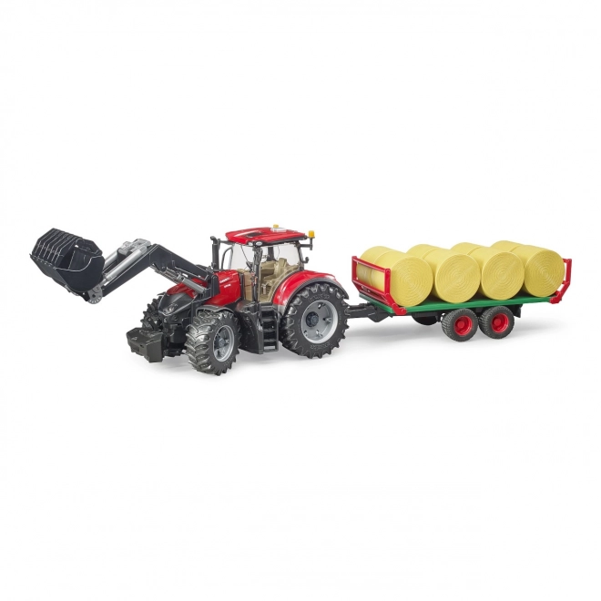 Bruder Traktor Case IH Optum 300 CVX med frontlæsser og balletransportør
