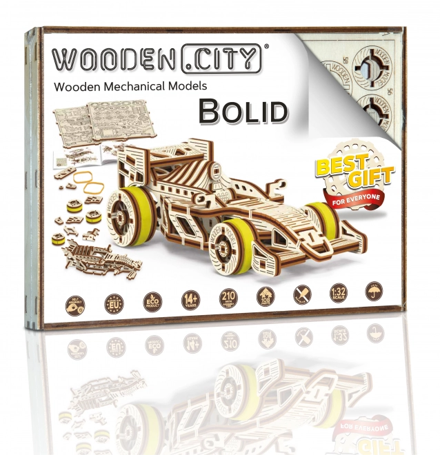WOODEN CITY 3D puslespil Racerbil Bolid 108 dele