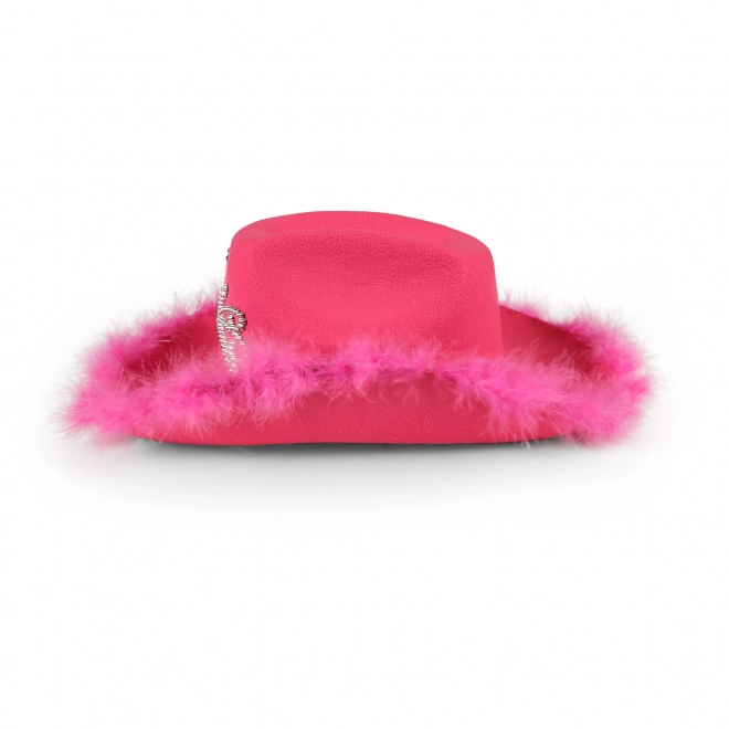 Cowboyhat lyserød med krone til damer
