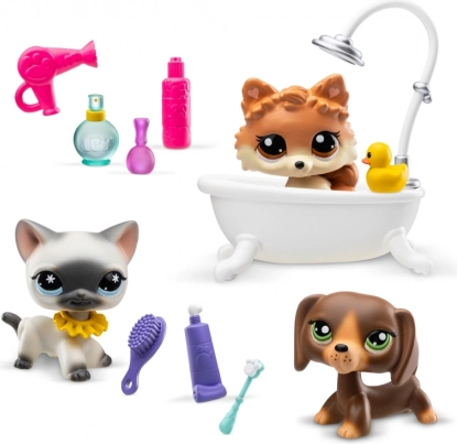 Littlest Pet Shop badeværelsessæt med 3 kæledyr