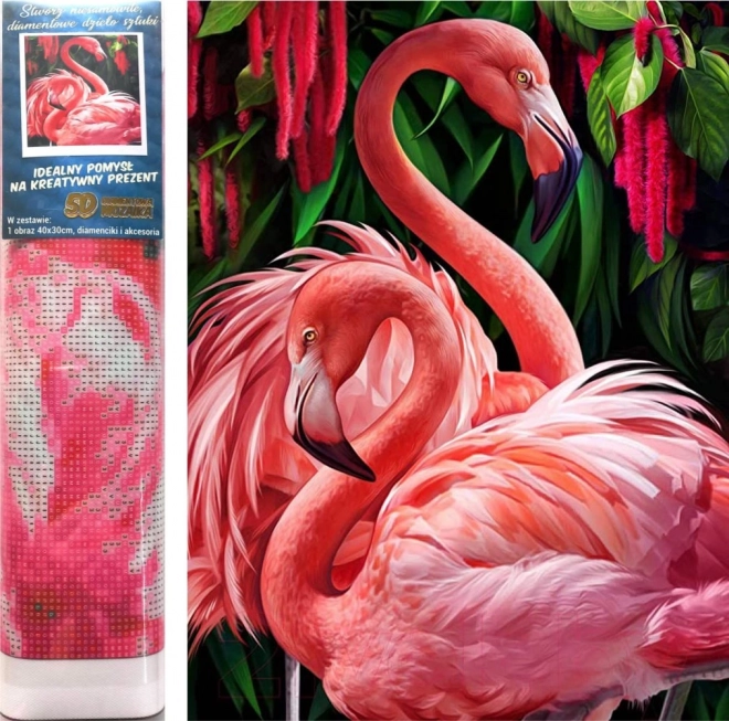 Sæt til diamantmaling - lyserøde flamingoer
