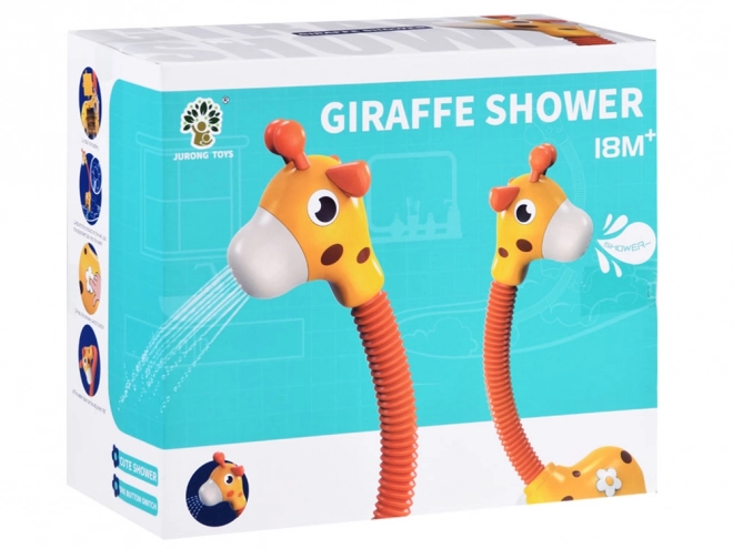 Glad badende giraf med vandbruseeffekt