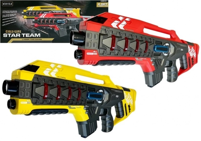 Sæt med laser tag rifler til 4 hold i to farver