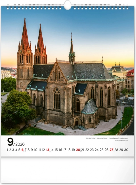 Væghængt kalender Prag 2026