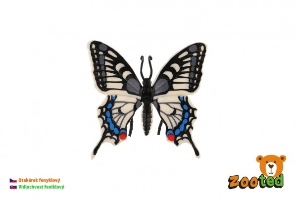 Tropisk sommerfugl Papilio / fennikel-sommerfugl lavet af plastik 8 cm i pose