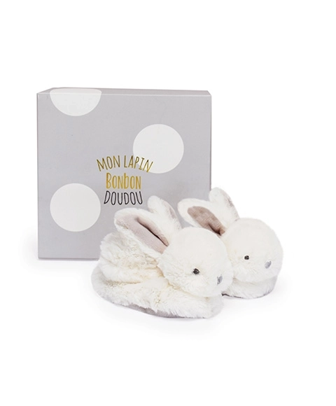 Doudou sæt af kanin bootees med rasler beige