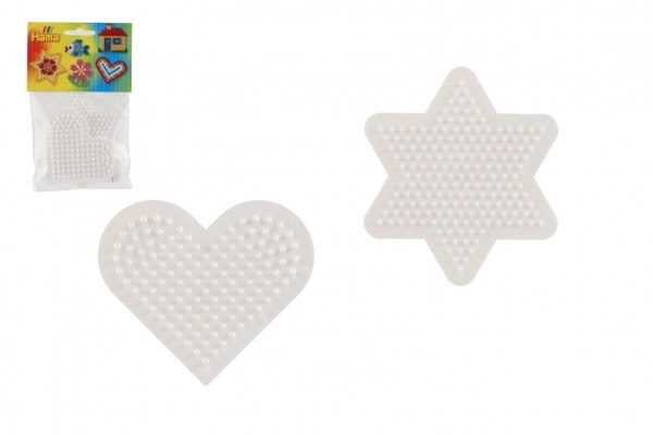 Underlag til strygeperler Hama MIDI - stjerne, hjerte plast 2 stk. i pose 9x9cm