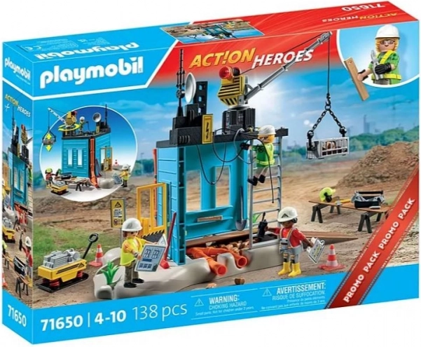 Playmobil Action Heroes – byggeplads med kran og figurer