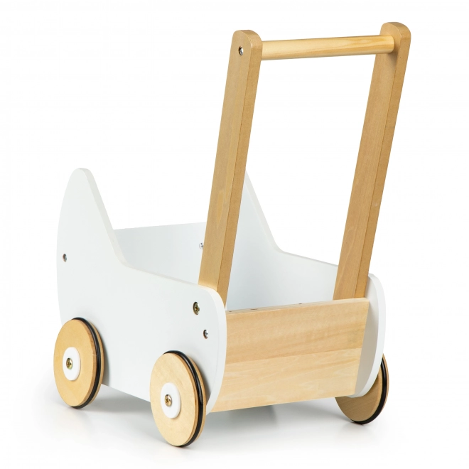ECOTOYS Trævogn til dukker hvid