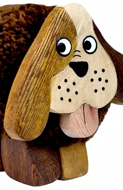 XL træfigur af hund med kvast