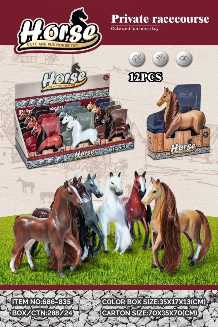 Hest – plastfigur i 6 farver