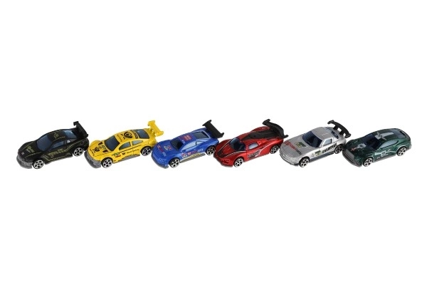 Auto racer 6 stk metal/plast 8cm til fri hånd i æske 10,5x27x4cm