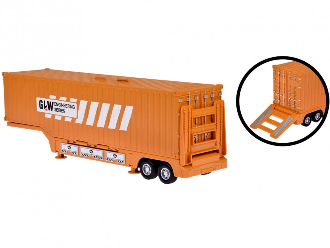 Interaktivt sæt med lastbil, udklappeligt anhængerkran og gaffeltruck