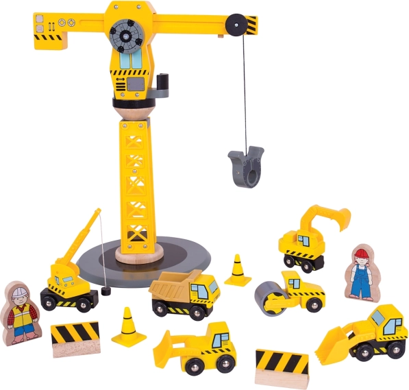 træbyggesæt med kran BIGJIGS RAIL