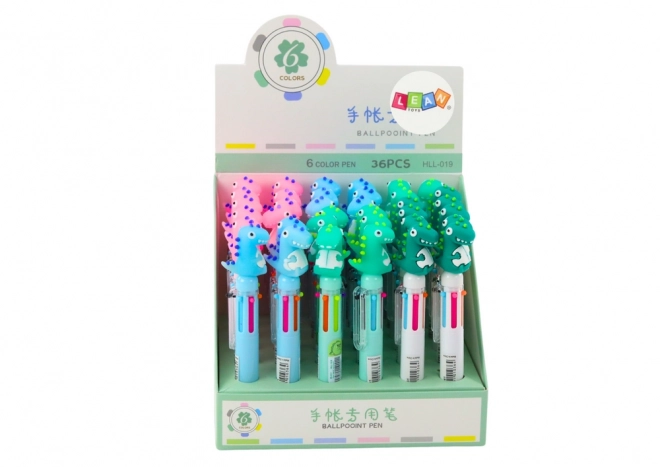 Flerfarvet automatisk pen Dinosaur Mix 6 farver