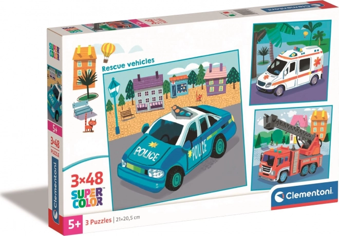 CLEMENTONI Puslespil Redningskøretøjer 3x48 brikker
