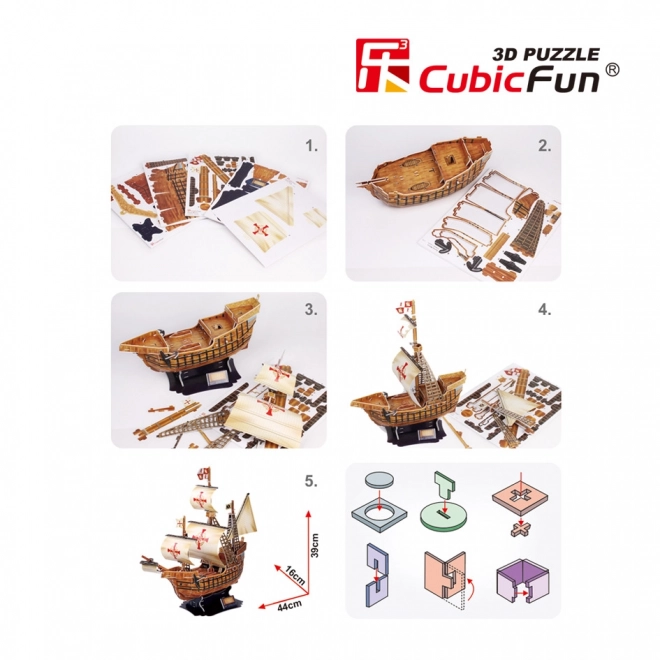 3D Puzzle Skib Santa Maria