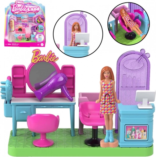 Barbie Mini BarbieLand - Frisørsalon med bevægelig mini Barbie-dukke